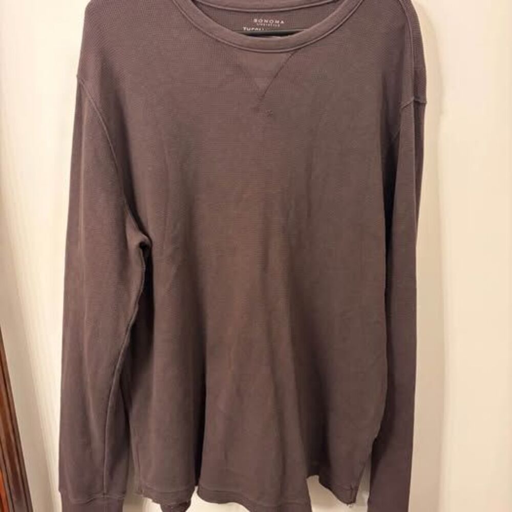 Sonoma Life+Style Brown Thermal Crew Neck Shirt Size XL